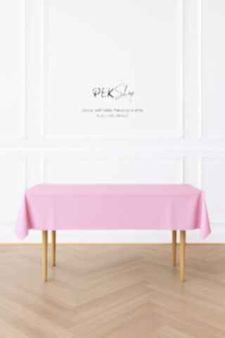 Tekrar Kullanılabilir Pembe Masa Örtüsü Lüks Plastik Masa Örtüsü Pembe