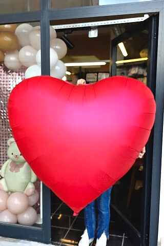 Dev Kırmızı Kalp Balon 150 cm 60 inç Mat Kırmızı Kalp Folyo Balon