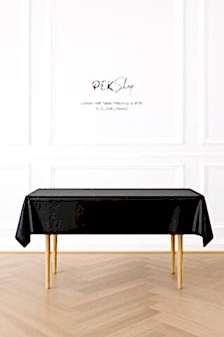 Tekrar Kullanılabilir Siyah Masa Örtüsü Lüks Plastik Masa Örtüsü Siyah