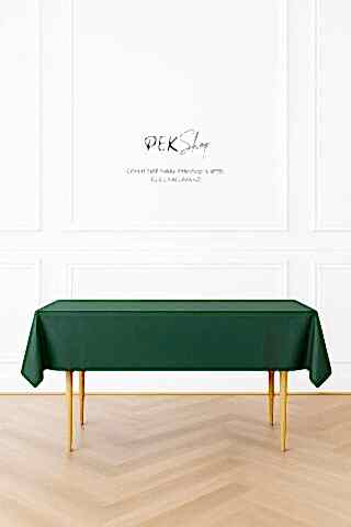 Tekrar Kullanılabilir Yeşil Masa Örtüsü Lüks Plastik Masa Örtüsü Yeşil