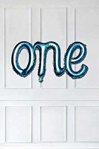 One Folyo Balon MAVİ İtalik Birleşik 1 Yaş Balonu 110cm