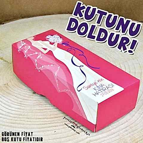 Beyaz Elbiseli Konsept Kına Hediyelikleri Kutusu