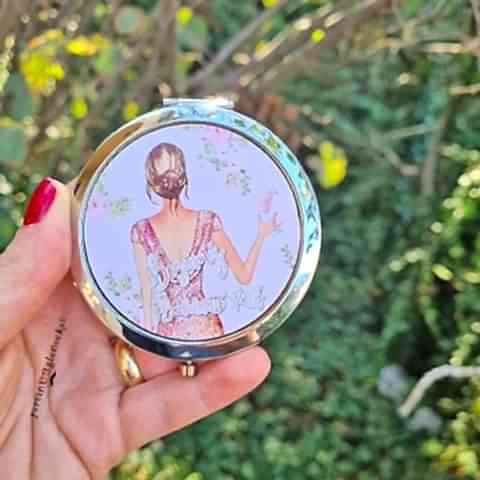 Çiçekli Rose Gold Konseptli Hediyelik Ayna