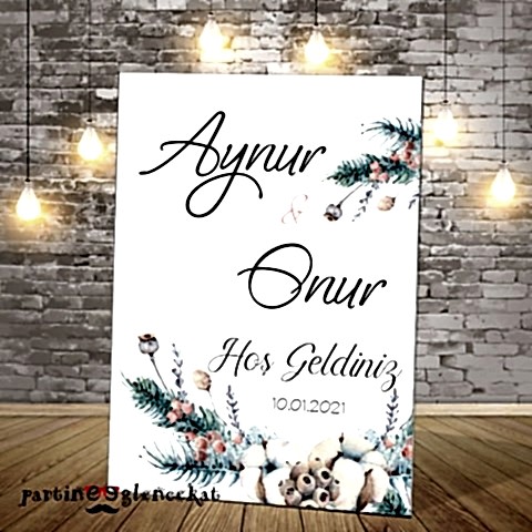 Pamuk Çiçeği -Çam Konsept Karşılama Panosu