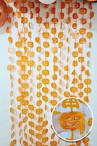 Halloween Bal Kabağı Fon Perde Kapı Perdesi Cadılar Bayramı Arka Fon Süs