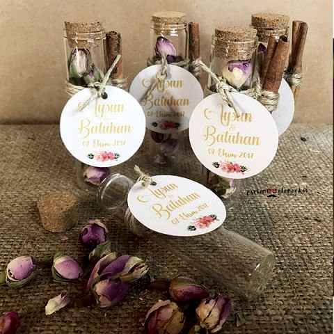 Gül Çaylı Tarçınlı Mantar Tıpalı Deney Tüpü Şişe Hediyelik