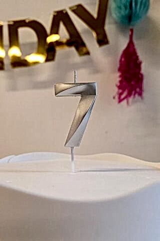 7 Yaş Gümüş Mum Rakam Pasta Mumu Yaş Mum Gümüş Renk