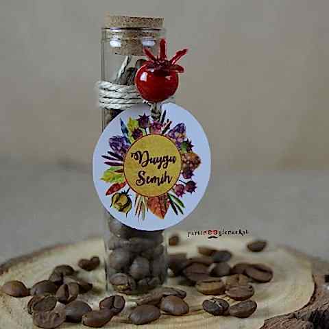 Kahve Çekirdekli Sonbahar Konsept Deney Tüpü Şişe Hediyelik