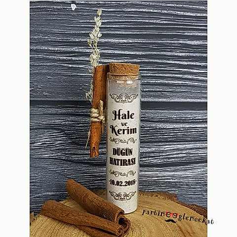 Cipso ve Tarçın Süslemeli Salepli Deney Tüpü Şişe Hediyelik