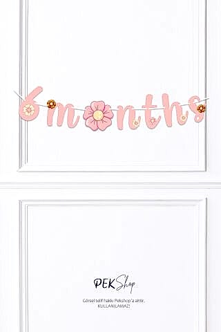 Bohem Çiçekler 6 Months Banner Duvar Süsü 6 Aylık Yarım Yaş Parti Süsleri