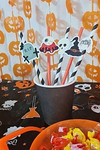 Cadılar Bayramı Pipet Süsleri MODEL 2 Lüks Büyük Boy Parti Pipeti 10lu Paket