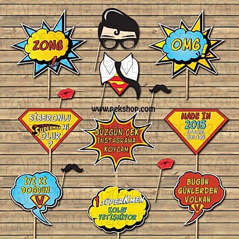 Supermen Konsept Konuşma Balonları Seti