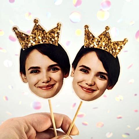 Altın Taçlı Fotoğraflı Kürdan Süsü (10lu paket)