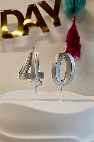 40 Yaş Gümüş Mum Rakam Pasta Mumu Yaş Mum Gümüş Renk