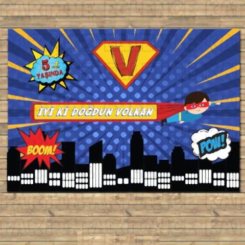 Supermen Konsept Doğum Günü Afişi