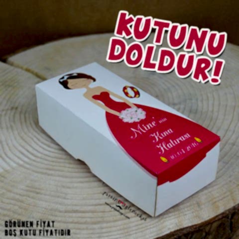 Kırmızı Elbiseli Konsept Kına Hediyelikleri Kutusu