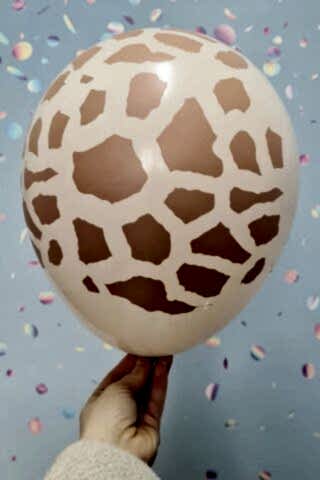 Zürafa Desen Baskılı Balonlar 12'' Inç Balon Safari Zürafa Temalı Balonlar 10 Adet