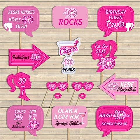 Barbie Konsept Doğumgünü Kişiye Özel Konuşma Balonları Seti