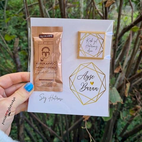 Gold Geometrik Konsept Türk Kahveli Hediyelik