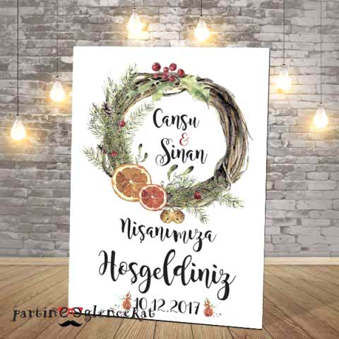 Kurumuş Portakal Çam Konsept Karşılama Panosu