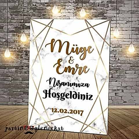 Mermer Gold Konsept Karşılama Panosu