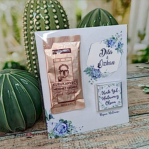 Silver Mavi Konsept Türk Kahveli Çikolatalı Nikah Şekeri