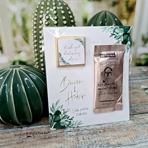 Soft Yapraklar Konsept Türk Kahveli Nikah Şekeri