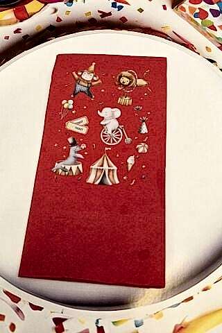 Sirk Konsept Baskılı Peçete Sirk Tema Doğum Günü Peçetesi Kırmızı 12li Paket