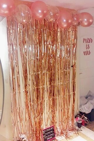 Metalize Fon Perde Kapı Perdesi Rose Gold Arka Fon Süs