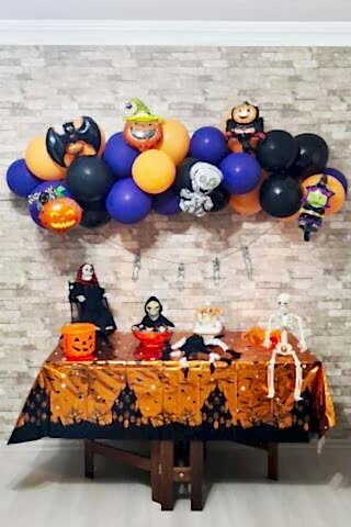 Cadılar Bayramı Parti Balon Süsleme Seti Halloween Balon Zinciri 38 Parça