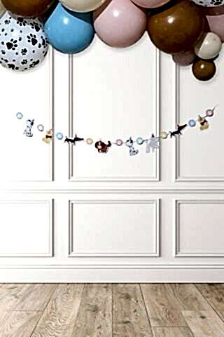 Sevimli Köpekler Banner Parti Süsleri İpe Dizili Duvar Süsü