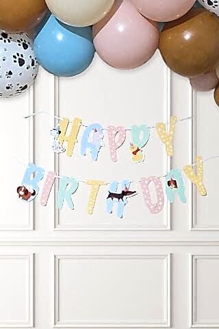 Sevimli Köpekler Happy Birthday Banner Parti Süsleri İpe Dizili Duvar Süsü