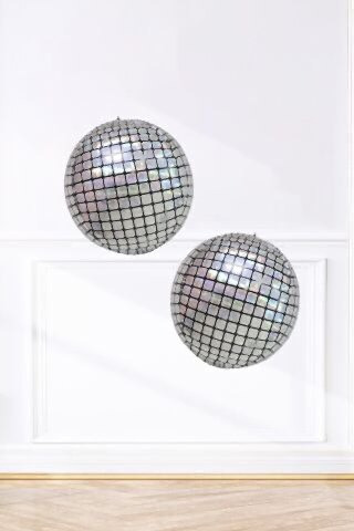 2 Adet Mini Disko Topu Folyo Balon Disko Temalı Parti Balonu Minik Disko Topu Folyo Balonlar 2li