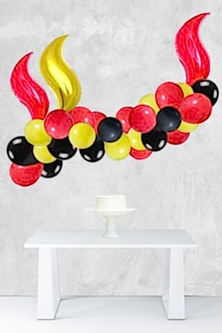 İtfaiye Tema Doğum Günü Balon Zinciri Kırmızı Siyah Sarı Yangın İtfaiye Konsept Balon Seti