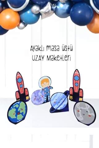 Uzay Tema Ayaklı Pano Seti Doğum Günü Masa Üstü Panolar