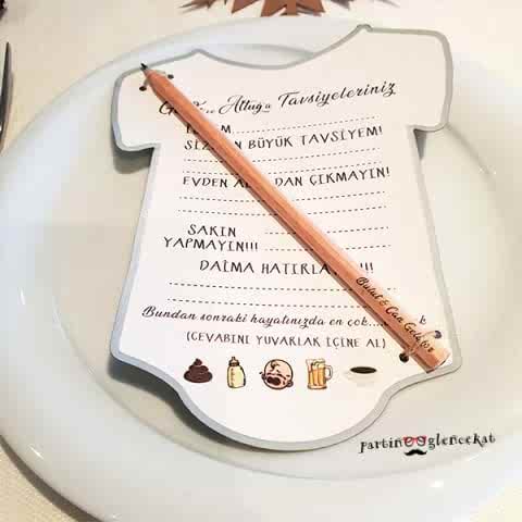 Baby Shower Tavsiye Kartı ve Kalemi