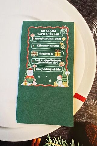 Yılbaşında Yapılacaklar Yeşil Yılbaşı Peçetesi 12li Paket