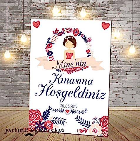 Kırmızı - Lacivert Konsept Kına Gecesi Panosu