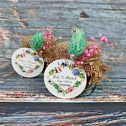 Pembe Çiçekler -  Sukulent Konsept Kavanoz Hediyelik