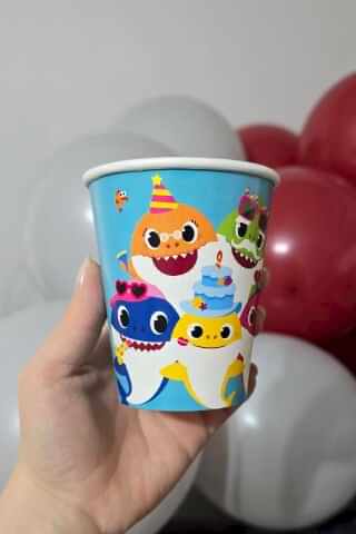 Baby Shark Tema Karton Bardak 8li