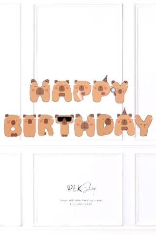 Kapibara Happy Birthday Banner Capybara Tema Parti Süsleri İpe Dizili Duvar Süsü