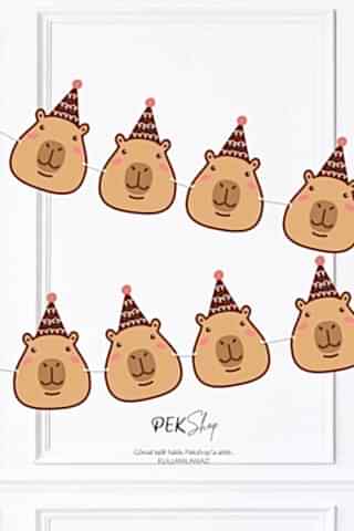 Kapibara Kafalar Banner Capybara Tema Parti Süsleri İpe Dizili Duvar Süsü