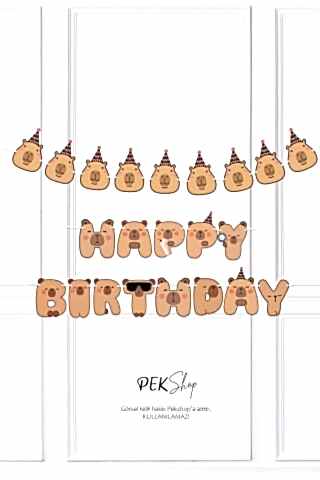 Kapibara 2li Banner Seti Kafalar ve Happy Birthday Banner Capybara Tema Parti Süsleri İpe Dizili Duvar Süsü