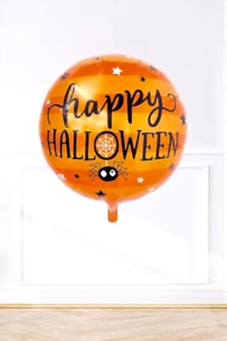 Happy Halloween Yuvarlak Turuncu Balon Cadılar Bayramı Konsept Yuvarlak Folyo Balon 45cm
