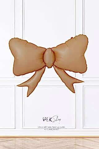 Retro Kahve Büyük Fiyonk Folyo Balon Fiyonk Kurdele Şekilli Balon