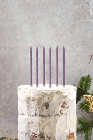 Retro Mor Renk Mum Pasta Mumları 6lı Paket