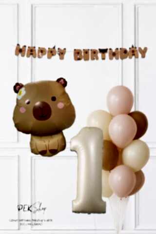 Kapibara Tema Doğum Günü Balon ve Banner Süsleme Seti Capybara Konsept