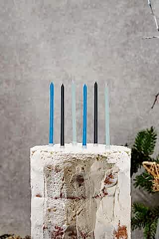 Retro Mavi Tonları Karışık Renk Mum Pasta Mumları 6lı Paket