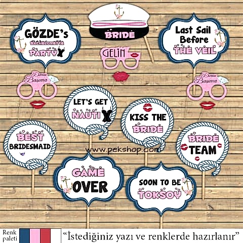 Denizci Konsept Bekarlığa Veda Konuşma Balonları Seti