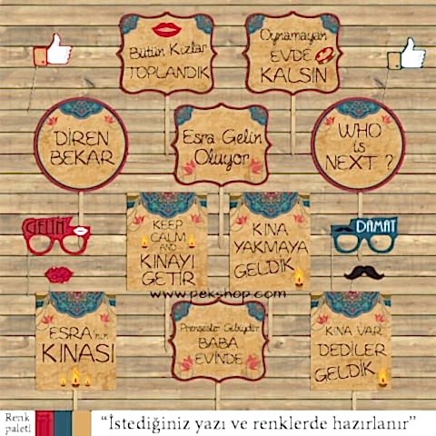 Etnik Konsept Kına Gecesi Konuşma Balonları Seti